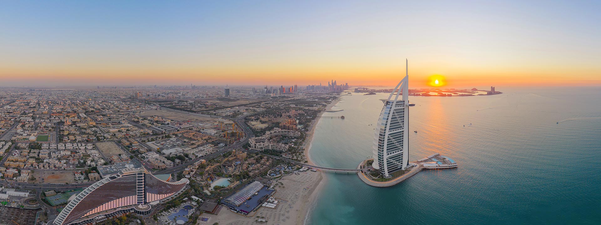 Aerial view of Burj Al Arab in Dubai